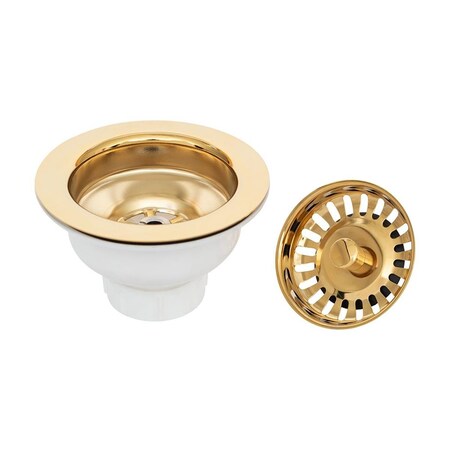 Premier Copper Products Premier Copper Products D-132PB 3.5 in. Kitchen Prep Bar Basket Strainer Drain; Polished Brass D-132PB